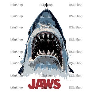 Amity Island 1975 Digital Download, Jaws Graphic, Shark Week Png, Retro Beach Thriller Png, Great White Shark Movie Png, Horror Fan Png