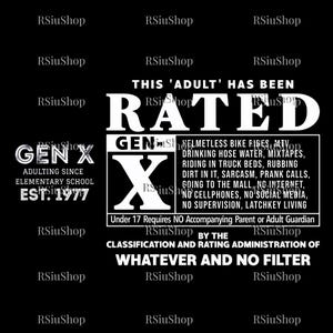 Custom Gen X This Adult Has Been Rated Pocket Png, Generation X Graphic, Gen X Vintage Design, Sublimation Art, PNG Art File, Halloween Gift