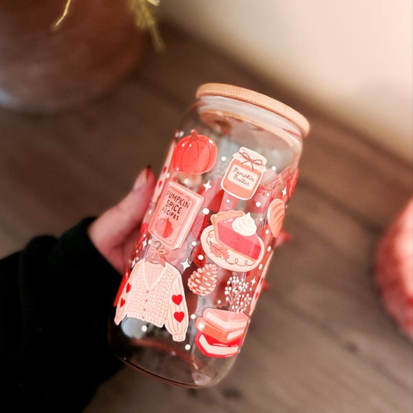 Bookish Glass Cup/ Tumbler - Pumpkin Spice