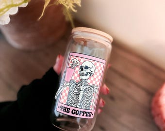 Bookish Glass Cup/ Tumbler - The Coffee Skeleton