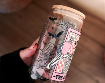 Bookish Glass Cup/ Tumbler - Skeleton Coffee