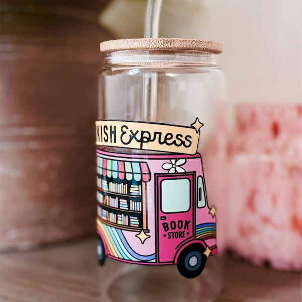 Bookish Glass Cup/ Tumbler - Bookish Bus