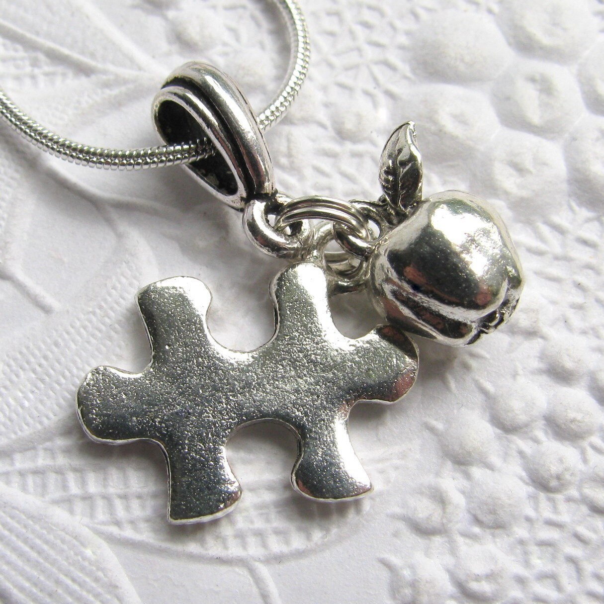 Autism Teacher charm necklace silver pewter autism necklace