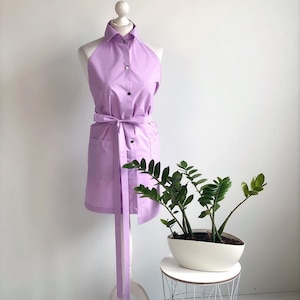 Adjustable Stylist Apron with Collar, Custom Embroidered Beauty Workwear, Unisex Salon Outfit, Barber Uniform with Pockets, Branding Apron