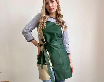 Avental de trabalho personalizado, Avental de tecido impermeável com logotipo, Avental ajustável unissex para salão, Avental de oficina moderno, Uniforme de marca