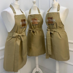 Stylish Apron for Work with Pockets, Cafe or Studio Apron, Matching Aprons for Staff, Custom Workwear with Logo Gift for Cook or Florist