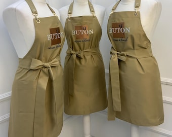 Stylish Apron for Work with Pockets, Cafe or Studio Apron, Matching Aprons for Staff, Custom Workwear with Logo Gift for Cook or Florist