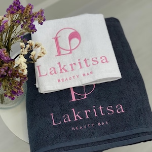 Custom Salon Towels with Embroidered Logo, Personalized Towels for Client, Business Logo Towels, Custom Gift for Beautician, Salon Accessory