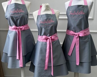 Delantal bordado personalizado para mujer, delantal de cocina personalizado con nombre, delantal de cocina ajustable, bonito delantal para repostería o artesano.