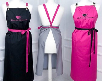 Avental de trabalho com logotipo personalizado, avental impermeável para salão de beleza, uniforme ajustável para funcionários, avental profissional personalizado para barbeiro, avental com logotipo