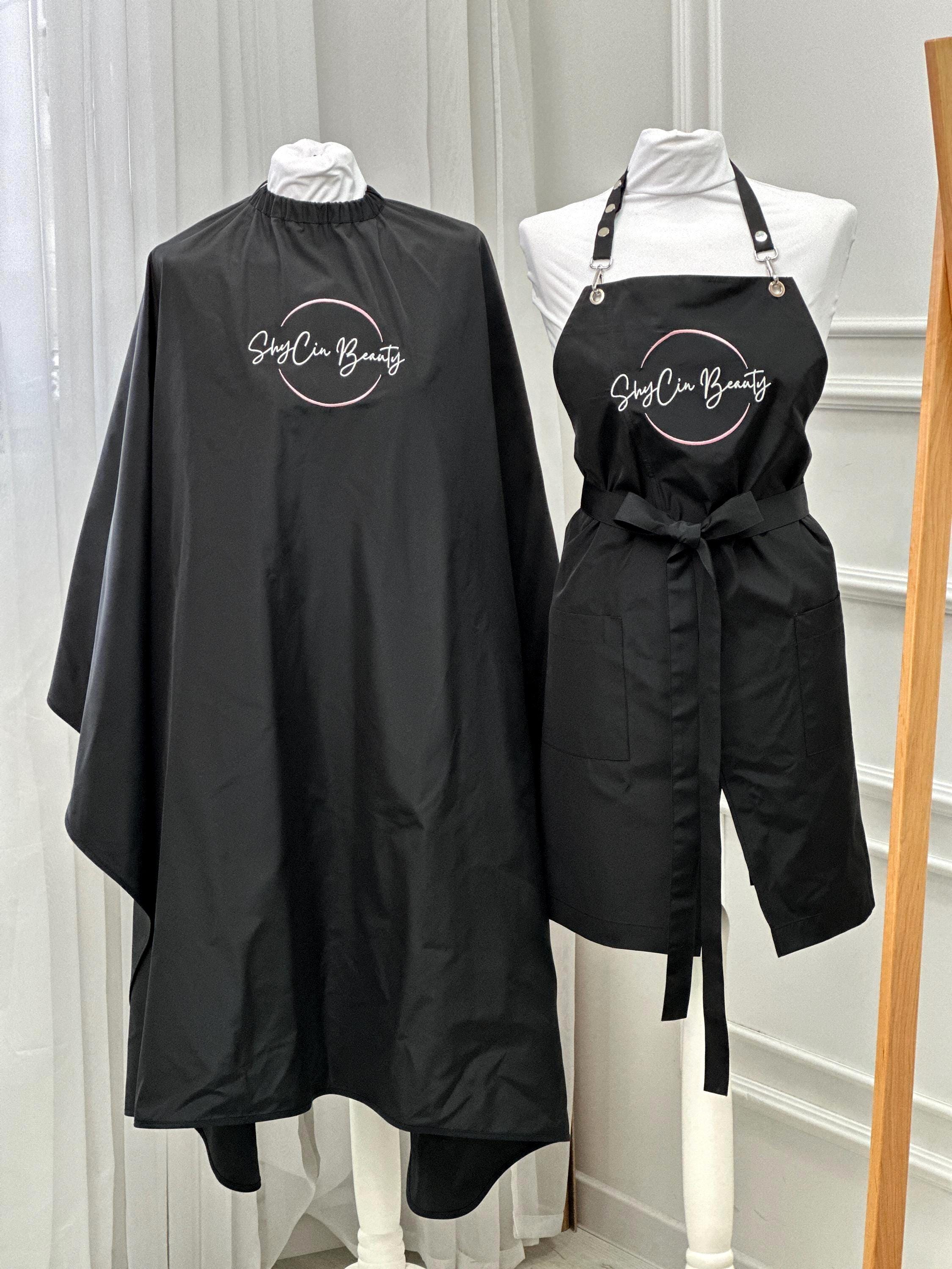 Custom uniform salon set with embroidery logo or text, Personalized hair cutting cape and apron, Barber apron and cape, Hairdressing uniform