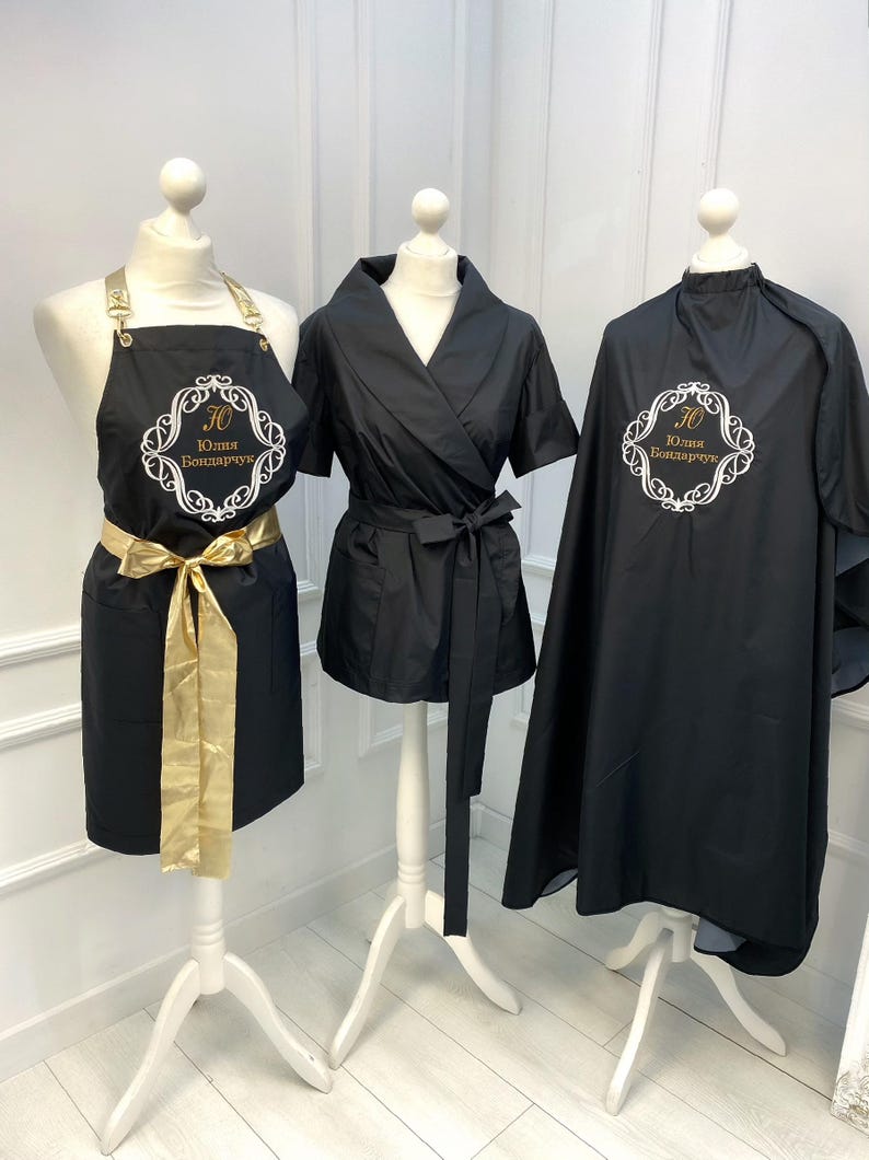 Hair Stylist Uniform Set With Custom Embroidery, Salon Cape Apron and ...