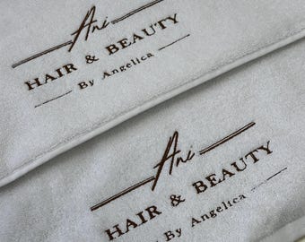Towels with custom text, Personalized logo salon towel, Cotton towel for clients, Towels with embroidered logo, Branding towels for spa