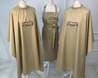 Friseurumhang und Schürze mit benutzerdefiniertem Logo, personalisierte wasserdichte Salonuniform für Friseure und Coloristen