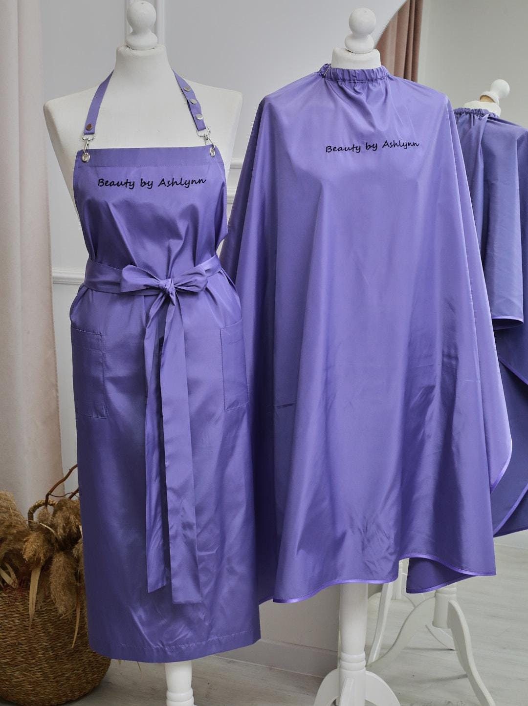 Embroidered Salon Cape and Apron Set, Waterproof Hairdressing Gown ...