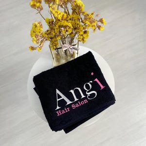 Towels with Embroidered Logo, Personalized Towel for Beauty Salon, Soft Cotton Towel for Clients, Branding Towel for Spa, Custom Salon Towel
