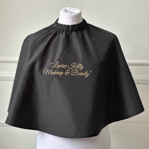 Short salon cape, Custom makeup cape with logo, Personalized capes with your text, Cape for beauticians, Salon accessories, Cape for clients