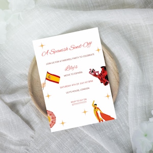 Bearbeitbare Spanien Abschiedseinladung | Umzug nach Spanien Party | Canva Vorlage