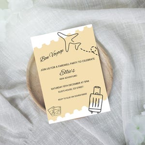 Invitación de despedida editable (Plantilla de Canva)