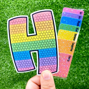 Letra H para pintar con pegatinas, colorear por números, pintura con diamantes, kit de calcomanías para hacer uno mismo, rompecabezas con purpurina holográfica, ejercicios interactivos con píxeles, alfabeto