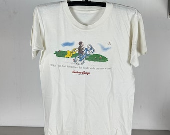 Vintage 90s Curious George Monkey Ride on One Wheel T-shirt, Vintage Curious George Tshirts, Vintage Cartoon Tees, Curious George Tshirts