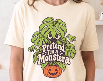 Camiseta ou moletom de Halloween "Amante de Plantas", "Finja que sou uma Monstera", fantasia divertida, presente de Halloween para amantes de plantas.