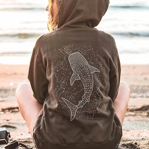 Whale Shark Hoodie For Ocean Lovers Gift Minimalist Sea Hooded Sweatshirt Coconut Beachy Girl Hoodie Gift Sea Animals Shirt For Shark Lovers