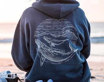 Bluza z kapturem z wielorybem dla miłośników życia morskiego, bluza dla dziewcząt nurkujących, prezent dla miłośników oceanu, prezent dla dziewczynki z kokosem, koszulka z napisem „Szanuj miejscowych” dla miłośników wielorybów
