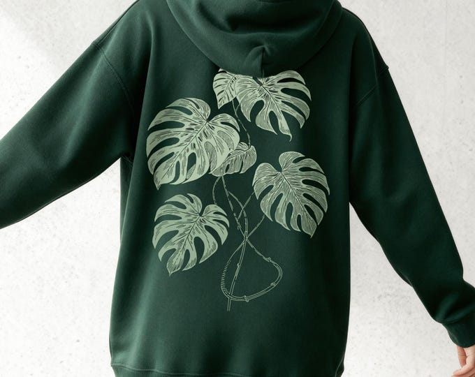 Plant Hoodie Monstera Deliciosa Sweatshirt Plant Lover Gift Plant Mom Gifts Gardening Sweater Houseplant Shirt Unisex Plant Hoodie