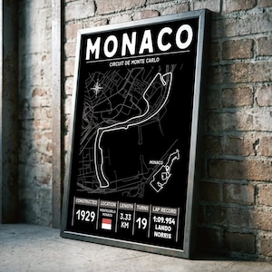 Colección de láminas del Gran Premio: Arte mural de circuitos de carreras modernos, póster con mapa de circuito en negro, regalos para aficionados al automovilismo.