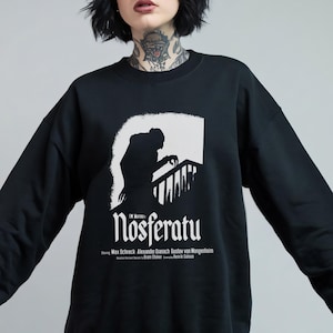 Nosferatu Movie Sweatshirt Vintage Horror Movie Gift for Classic Film Lovers Retro Vintage Vampire Shirt Black Unisex Womens Men Pullover