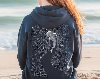 Felpa con cappuccio a forma di squalo balena per gli amanti dell'oceano, regalo per ragazze che si immergono, felpa con cappuccio con cerniera, felpa con cappuccio da spiaggia in cocco per ragazze, maglietta con animali marini, amante delle immersioni