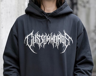 Personalized Death Metal Hoodie, Custom Black Metal Style Sweatshirt, Heavy Metal Band Customizable Shirt, Custom Gothic Girl Birthday Gift