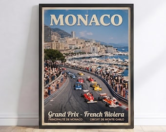 Grand Prix Poster Collection, Vintage Racing Wall Art, Circuit Travel Print, Motorsport Gift, Monaco Silverstone Monza, Racing Fan Gift