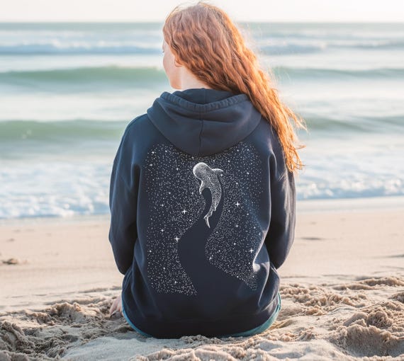 Walhai Kapuzenpullover aus Baumwolle, Meeresleben Hoodie für Ozeanliebhaber Meeresbiologen und Taucher