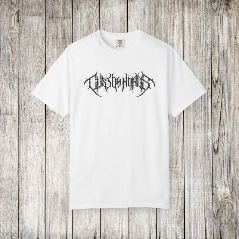 Personalized Death Metal Shirt, Custom Black Metal Style T-shirt, Heavy Metal Band Customizable T Shirt, Custom Gothic Girl Birthday Gift White