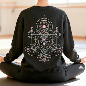 Sacred Geometry Yoga Hoodie Unisex Meditation Sweatshirt Spiritual Chakra Design