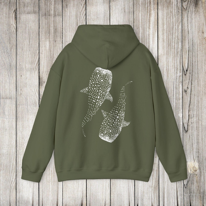 Whale Shark Hoodie, Pullover Or Zip Up, Sweatshirt For Ocean Lovers Gift, Diving Girl Hoodie, Coconut Beachy Girl Sweater, Sea life Gifts Military Green