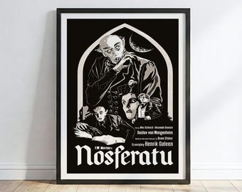 Vintage Nosferatu Movie Poster Art Print – Gothic Horror Decor, Classic Film Poster Wall Art, Halloween Vampire Aesthetic, (NOT FRAMED)