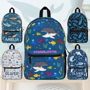 Benutzerdefinierte Name Kinder Hai Rucksack, personalisierte Rucksack für Kinder, Sea Life tragen alle Tasche, zurück zu Shcool Jaws Rucksack, Haifisch-Liebhaber-Kindgeschenk