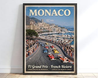 Vintage Formula 1 Circuit Posters Racing Wall Art Grand Prix Prints Framed Motorsport Decor