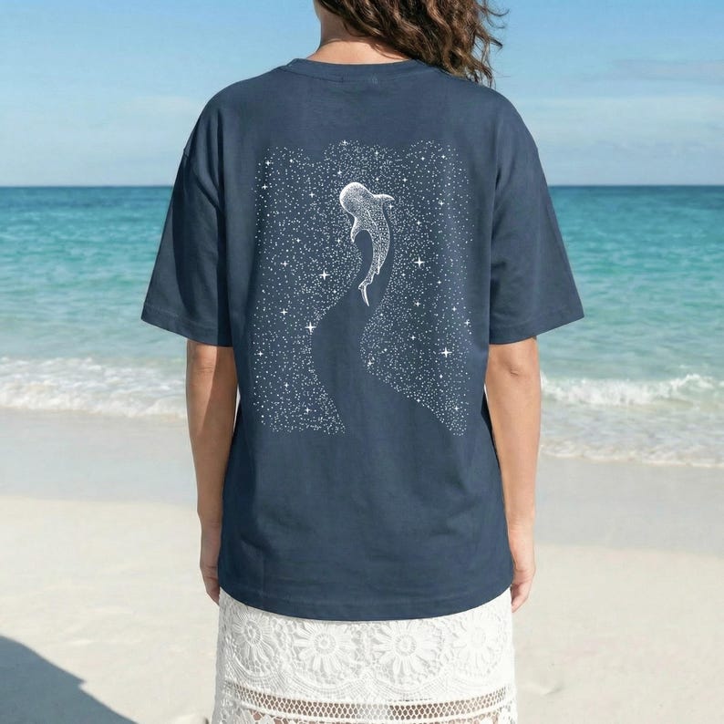 Whale Shark T-shirt For Ocean Lovers Gift Minimalist Sea Shirt Coconut Beachy Girl T Shirt Gift Sea Animals Shirt For Shark Lovers image 3
