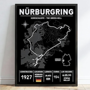 Nürburgring Track Poster Digital Download – Formula 1 Minimalist Racing Circuit Map Art, Germany Motorsport Wall Print
