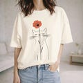 Minimalist Cat Flower Shirt Cute Cat Lover Gift for Her Floral Line Art Tee product logo