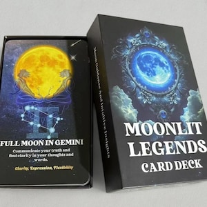 50% SALE HEUTE - Moonlit Legends Orakel Karten Tarot Deck | Tarotkarten für Anfänger | Volles Orakel Kartenspiel ohne Anleitung
