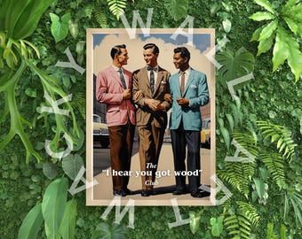 Retro Gay Man Wall art poster print, framed or unframed, LGBTQ+ artwork, home decor, gift, living room, old style lover, garden decor, Queer