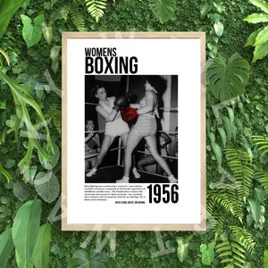 Impresión de carteles vintage de boxeo femenino, blanco y negro, década de 1960, juegos deportivos feministas, derechos de las mujeres, mujer, nueva sala de estar en casa, paquete