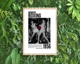 Women&#39;s Boxing vintage Poster Print, black and white, 1960s, feminist sports games, women&#39;s rights, female, new home living room, bundle