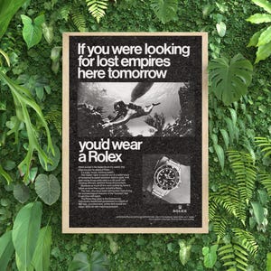 Vintage Watch Advertisement Poster Print - Multiple Sizes, canvas, poster, framed - Home Decor Old 80s Artwork Unique Popular Aesthetic