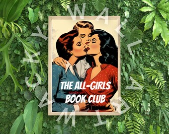 Retro Lesbian Wall art poster print, framed or unframed, LGBTQ+ artwork, home decor, gift, living room, old style lover, garden decor, Queer